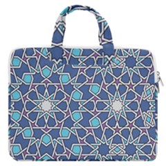 Islamic Ornament Texture, Texture With Stars, Blue Ornament Texture Macbook Pro 15  Double Pocket Laptop Bag  by nateshop