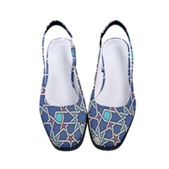 Islamic Ornament Texture, Texture With Stars, Blue Ornament Texture Women s Classic Slingback Heels by nateshop