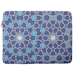 Islamic Ornament Texture, Texture With Stars, Blue Ornament Texture 17  Vertical Laptop Sleeve Case With Pocket