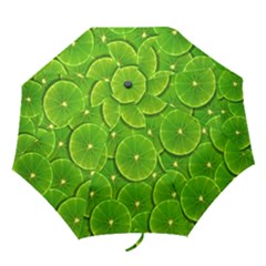 Lime Textures Macro, Tropical Fruits, Citrus Fruits, Green Lemon Texture Folding Umbrellas by nateshop