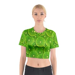 Lime Textures Macro, Tropical Fruits, Citrus Fruits, Green Lemon Texture Cotton Crop Top