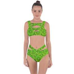 Lime Textures Macro, Tropical Fruits, Citrus Fruits, Green Lemon Texture Bandaged Up Bikini Set  by nateshop