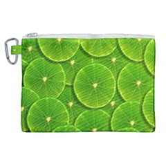 Lime Textures Macro, Tropical Fruits, Citrus Fruits, Green Lemon Texture Canvas Cosmetic Bag (xl) by nateshop