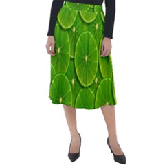 Lime Textures Macro, Tropical Fruits, Citrus Fruits, Green Lemon Texture Classic Velour Midi Skirt  by nateshop