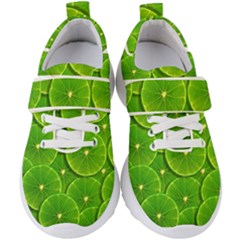 Lime Textures Macro, Tropical Fruits, Citrus Fruits, Green Lemon Texture Kids  Velcro Strap Shoes by nateshop