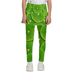 Lime Textures Macro, Tropical Fruits, Citrus Fruits, Green Lemon Texture Kids  Skirted Pants by nateshop