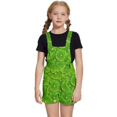 Lime Textures Macro, Tropical Fruits, Citrus Fruits, Green Lemon Texture Kids  Short Overalls by nateshop