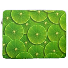 Lime Textures Macro, Tropical Fruits, Citrus Fruits, Green Lemon Texture 17  Vertical Laptop Sleeve Case With Pocket