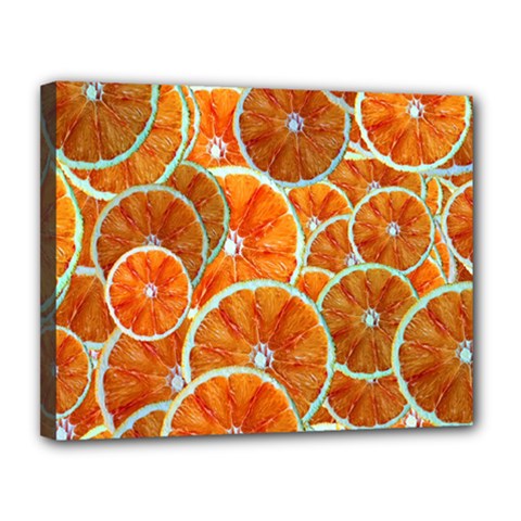 Oranges Patterns Tropical Fruits, Citrus Fruits Canvas 14  X 11  (stretched)