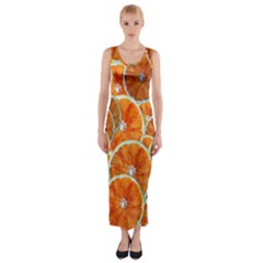 Oranges Patterns Tropical Fruits, Citrus Fruits Fitted Maxi Dress