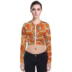 Oranges Patterns Tropical Fruits, Citrus Fruits Long Sleeve Zip Up Bomber Jacket by nateshop