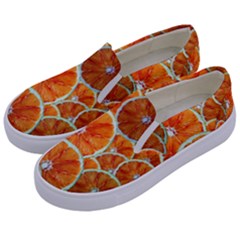 Oranges Patterns Tropical Fruits, Citrus Fruits Kids  Canvas Slip Ons by nateshop