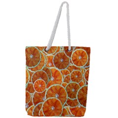 Oranges Patterns Tropical Fruits, Citrus Fruits Full Print Rope Handle Tote (large) by nateshop