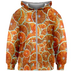 Oranges Patterns Tropical Fruits, Citrus Fruits Kids  Zipper Hoodie Without Drawstring by nateshop