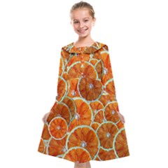 Oranges Patterns Tropical Fruits, Citrus Fruits Kids  Midi Sailor Dress