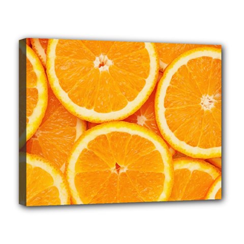 Oranges Textures, Close-up, Tropical Fruits, Citrus Fruits, Fruits Canvas 14  X 11  (stretched)