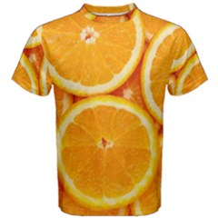 Oranges Textures, Close-up, Tropical Fruits, Citrus Fruits, Fruits Men s Cotton T-shirt