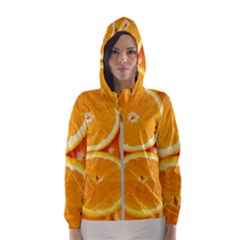 Oranges Textures, Close-up, Tropical Fruits, Citrus Fruits, Fruits Women s Hooded Windbreaker by nateshop