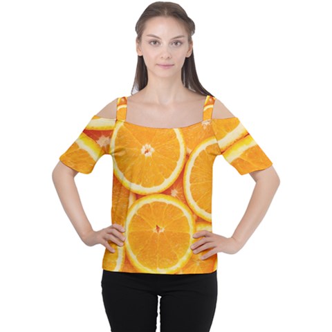 Oranges Textures, Close-up, Tropical Fruits, Citrus Fruits, Fruits Cutout Shoulder T-shirt by nateshop