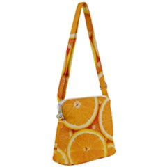 Oranges Textures, Close-up, Tropical Fruits, Citrus Fruits, Fruits Zipper Messenger Bag by nateshop