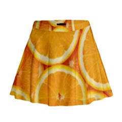 Oranges Textures, Close-up, Tropical Fruits, Citrus Fruits, Fruits Mini Flare Skirt