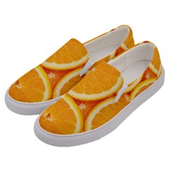 Oranges Textures, Close-up, Tropical Fruits, Citrus Fruits, Fruits Men s Canvas Slip Ons by nateshop