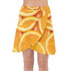 Oranges Textures, Close-up, Tropical Fruits, Citrus Fruits, Fruits Wrap Front Skirt
