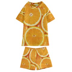 Oranges Textures, Close-up, Tropical Fruits, Citrus Fruits, Fruits Kids  Swim T-shirt And Shorts Set by nateshop