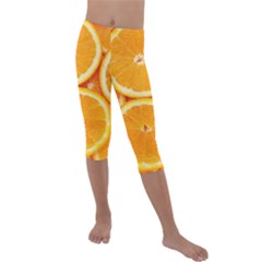 Oranges Textures, Close-up, Tropical Fruits, Citrus Fruits, Fruits Kids  Lightweight Velour Capri Leggings 