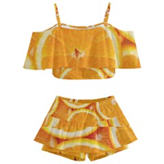 Oranges Textures, Close-up, Tropical Fruits, Citrus Fruits, Fruits Kids  Off Shoulder Skirt Bikini by nateshop