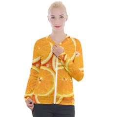 Oranges Textures, Close-up, Tropical Fruits, Citrus Fruits, Fruits Casual Zip Up Jacket