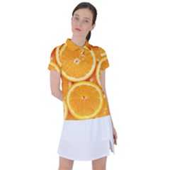 Oranges Textures, Close-up, Tropical Fruits, Citrus Fruits, Fruits Women s Polo T-shirt