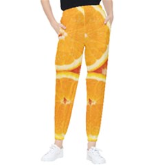 Oranges Textures, Close-up, Tropical Fruits, Citrus Fruits, Fruits Women s Tapered Pants by nateshop