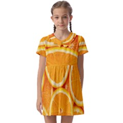 Oranges Textures, Close-up, Tropical Fruits, Citrus Fruits, Fruits Kids  Asymmetric Collar Dress