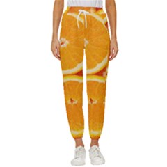 Oranges Textures, Close-up, Tropical Fruits, Citrus Fruits, Fruits Women s Cropped Drawstring Pants