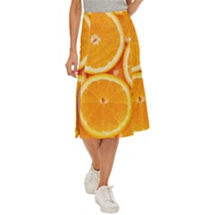 Oranges Textures, Close-up, Tropical Fruits, Citrus Fruits, Fruits Midi Panel Skirt by nateshop