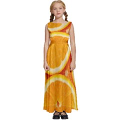 Oranges Textures, Close-up, Tropical Fruits, Citrus Fruits, Fruits Kids  Satin Sleeveless Maxi Dress