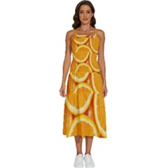 Oranges Textures, Close-up, Tropical Fruits, Citrus Fruits, Fruits Sleeveless Shoulder Straps Boho Dress