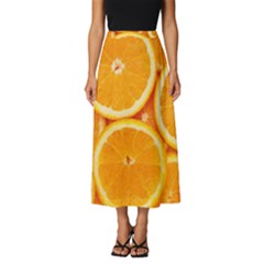 Oranges Textures, Close-up, Tropical Fruits, Citrus Fruits, Fruits Classic Midi Chiffon Skirt by nateshop