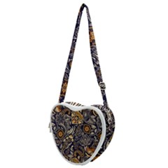 Paisley Texture, Floral Ornament Texture Heart Shoulder Bag