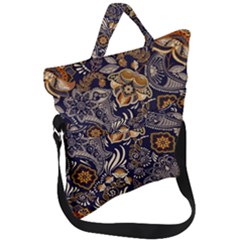 Paisley Texture, Floral Ornament Texture Fold Over Handle Tote Bag by nateshop