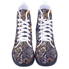 Paisley Texture, Floral Ornament Texture Men s High-top Canvas Sneakers by nateshop