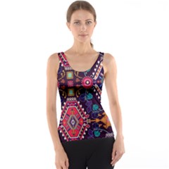 Pattern, Ornament, Motif, Colorful Women s Basic Tank Top