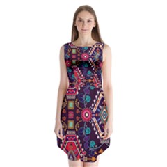 Pattern, Ornament, Motif, Colorful Sleeveless Chiffon Dress  