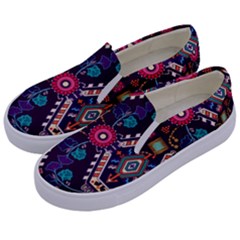 Pattern, Ornament, Motif, Colorful Kids  Canvas Slip Ons by nateshop