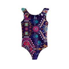 Pattern, Ornament, Motif, Colorful Kids  Frill Swimsuit