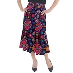 Pattern, Ornament, Motif, Colorful Midi Mermaid Skirt