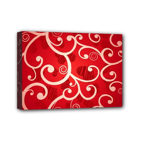 Patterns, Corazones, Texture, Red, Mini Canvas 7  X 5  (stretched)