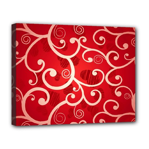 Patterns, Corazones, Texture, Red, Canvas 14  X 11  (stretched)