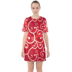 Patterns, Corazones, Texture, Red, Sixties Short Sleeve Mini Dress by nateshop